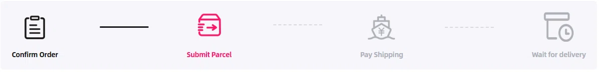 Oopbuy forwarding progress bar showing order, parcel, freight payment and delivery